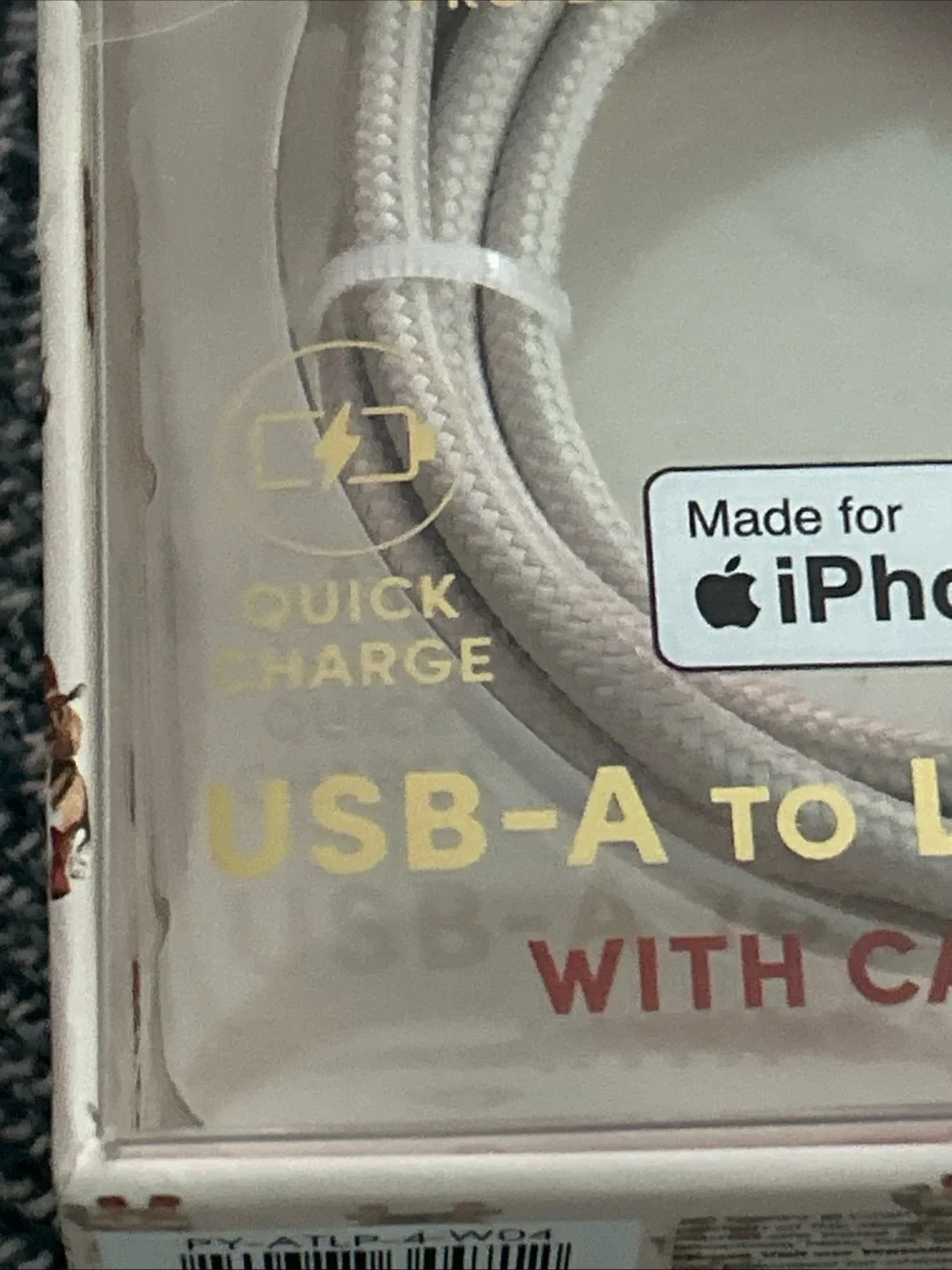 XO Poppy Phone Charger USB-A Cable 4 ft NIB- Red Boots W/ Dog- Quick Charge